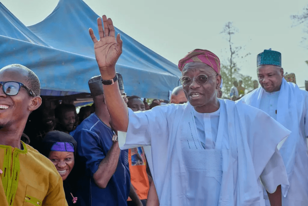 Senator Ahmed Wadada Aliyu waving at supporters